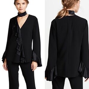 Cinq A Sept Mariah silky ruffle choker blouse Y2K luxury